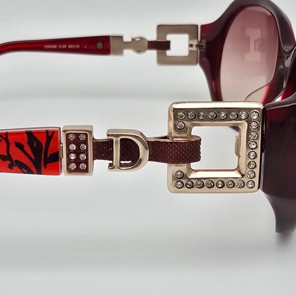 Christian Dior CD8056 C.03 Burgundy Rhinestone Frame Brown Lens Sunglasses Italy - Picture 7 of 15